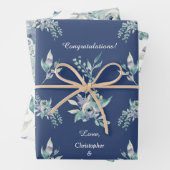 Blaue Blütenblume Hochzeitsvorlage Geschenkpapier Set (Beispiel)