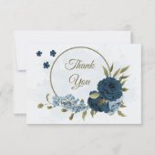 Blaue Blütenblumen botanische Hochzeit Dankeskarte (Vorderseite)