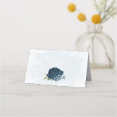 Blaue Blütenblumen botanische Hochzeit Platzkarte (Rückseite)