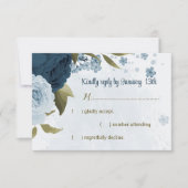 Blaue Blütenblumen botanische Hochzeit RSVP Karte (Vorderseite)