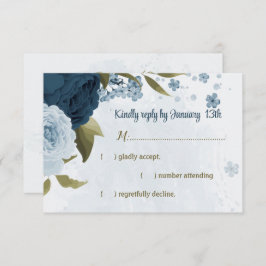 Blaue Blütenblumen botanische Hochzeit RSVP Karte
