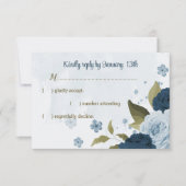 Blaue Blütenblumen botanische Hochzeit RSVP Karte (Vorderseite)