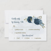 Blaue Blütenblumen botanische Hochzeit RSVP Karte (Vorderseite)