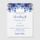 Blaue Blütenblumen, Luxushochzeit Magneteinladung (Vorderseite)