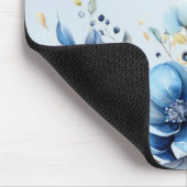 Blaue Blütenblumen Mousepad (Ecke)