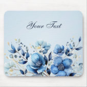 Blaue Blütenblumen Mousepad (Vorne)