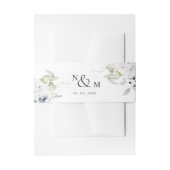 Blaue Blütenblüte, Monogramm Hochzeit Einladungsbanderole (Vorderseite Beispiel)