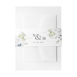 Blaue Blütenblüte, Monogramm Hochzeit Einladungsbanderole