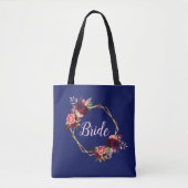 Blaue Blütenblüten, geometrische Hochzeit Tasche (Vorderseite)
