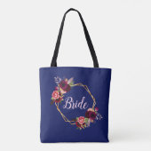 Blaue Blütenblüten, geometrische Hochzeit Tasche (Rückseite)