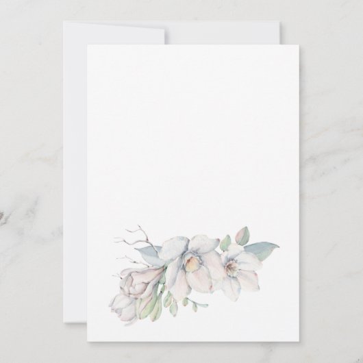 Blaue Blütendusche für virtuelle Babys Einladung (Rückseite)