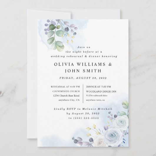 Blaue Blütenfarbe Einladung (Vorderseite)