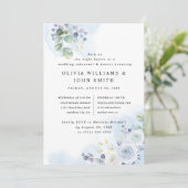 Blaue Blütenfarbe Einladung (Stehend Vorderseite)