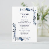 Blaue Blütenfeier zur Beerdigung des Lebens Dankeskarte (Stehend Vorderseite)