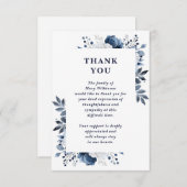 Blaue Blütenfeier zur Beerdigung des Lebens Dankeskarte (Vorne/Hinten)