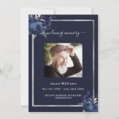 Blaue Blütenflora des Silberbeerungsprogramms für Einladung (Rückseite)