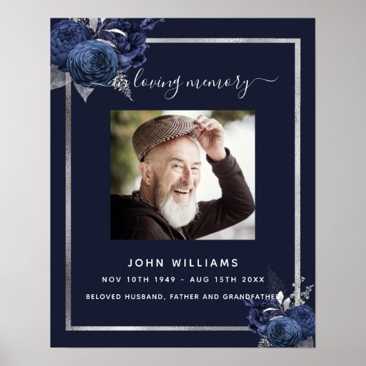 Blaue Blütenflora des Silberbeerungsprogramms für  Poster (Vorne)