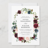 Blaue Blütenhochzeit Einladung (Vorderseite)