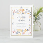 Blaue Blütenhochzeit Einladung (Stehend Vorderseite)