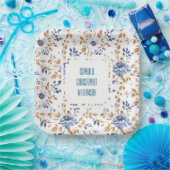 Blaue Blütenhochzeit Pappteller (Party)