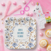 Blaue Blütenhochzeit Pappteller (Party)