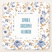 Blaue Blütenhochzeit Rechteckiger Pappuntersetzer (Vorderseite)