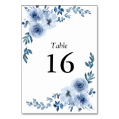 Blaue Blütenhochzeit Tischnummer (Rückseite)