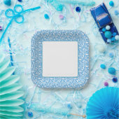 Blaue Blütenmuster Pappteller (Party)