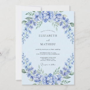 Blaue Blütenromanze Hochzeit Einladung