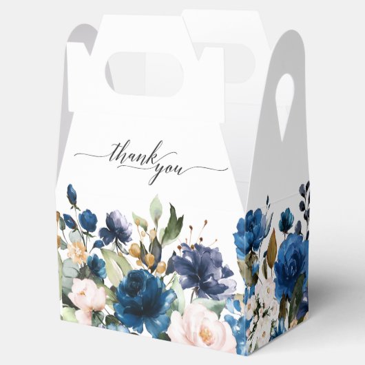 Blaue Blütenrosa Botanische Hochzeit Geschenkschachtel (Geöffnet)