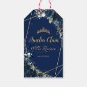 Blaue Blütenschmetterlinge der Marine am 16. Gebur Geschenkanhänger (Rückseite)