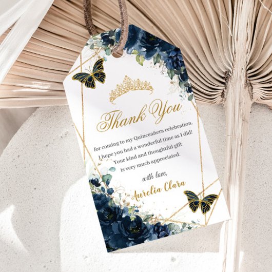 Blaue Blütenschmetterlinge der Marine am 16. Gebur Geschenkanhänger