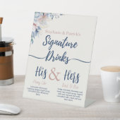 Blaue Blütenunterschrift Drink Bar Sign Sockelschild (In SItu)