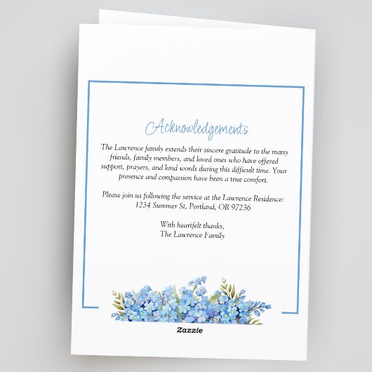 Blaue Blütenvergiss-nots-Blume gefaltet Programm