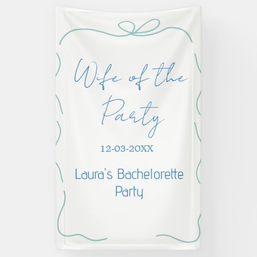 blaue Bogen Frau der Party Name Datum spanische Gr Banner (Vertikal)