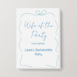 blaue Bogen Frau der Party Name Datum spanische Gr Button