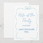 blaue Bogen Frau der Party Name Datum spanische Gr Einladung (Vorne/Hinten)