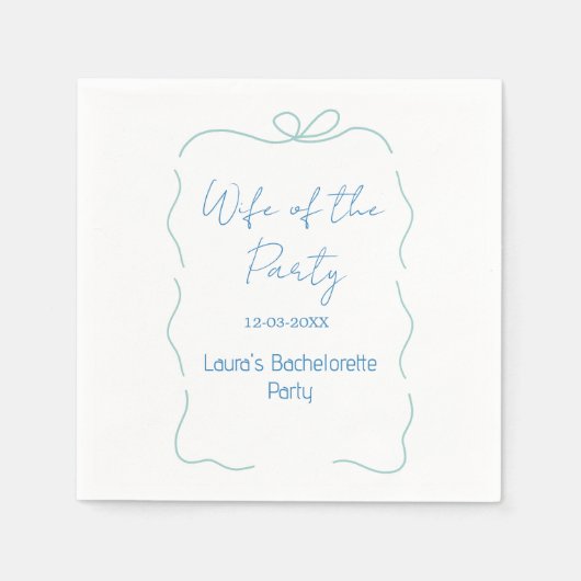 blaue Bogen Frau der Party Name Datum spanische Gr Serviette (Vorderseite)