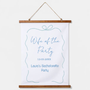 blaue Bogen Frau der Party Name Datum spanische Gr Wandteppich Mit Holzrahmen