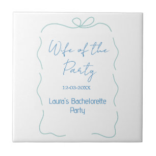 blaue Bogen Frau des Party-Namens Datum spanischer Fliese