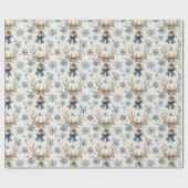 Blaue Bögen Hirsch Weihnachten Schneeflocken Geschenkpapier (Flach)