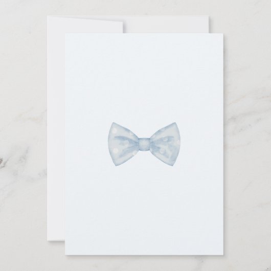 Blaue Bogen-Krawatte - Kinderdusche Einladung (Rückseite)