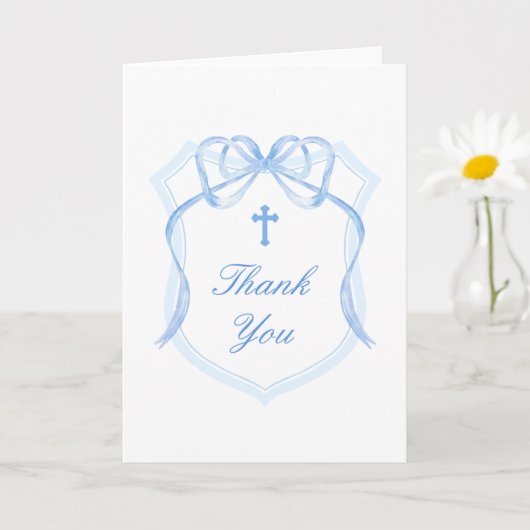 Blaue Bogen-Krone Heiliges Kreuz Religiöse Dankesc Karte (Kleine Pflanze)
