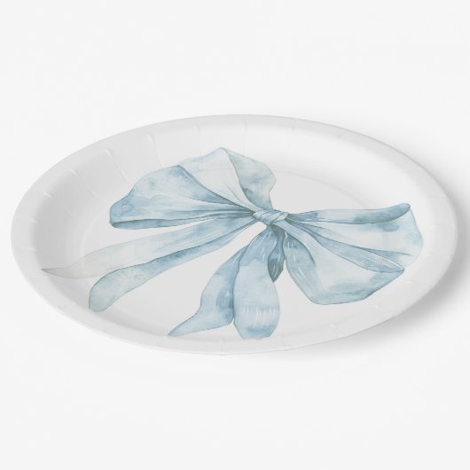 Blaue Bogen-Minimalistin Kinderdusche Pappteller (Schrägansicht)