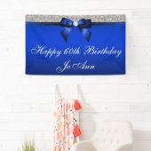 Blaue Bogen-Silbersequins-personalisierter Banner (Insitu)