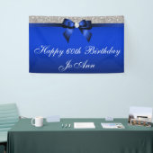 Blaue Bogen-Silbersequins-personalisierter Banner (Messeveranstaltung)