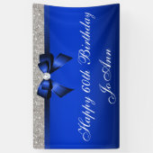 Blaue Bogen-Silbersequins-personalisierter Banner (Vertikal)
