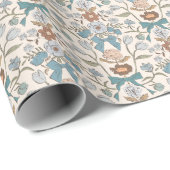 Blaue Bögen und Blütenmuster Geschenkpapier (Rolleneckpunkt)