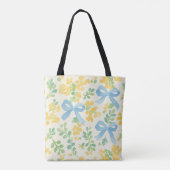 Blaue Bogen und gelbes florales Kernmuster Tasche (Rückseite)