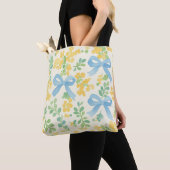 Blaue Bogen und gelbes florales Kernmuster Tasche (Von Nahem)